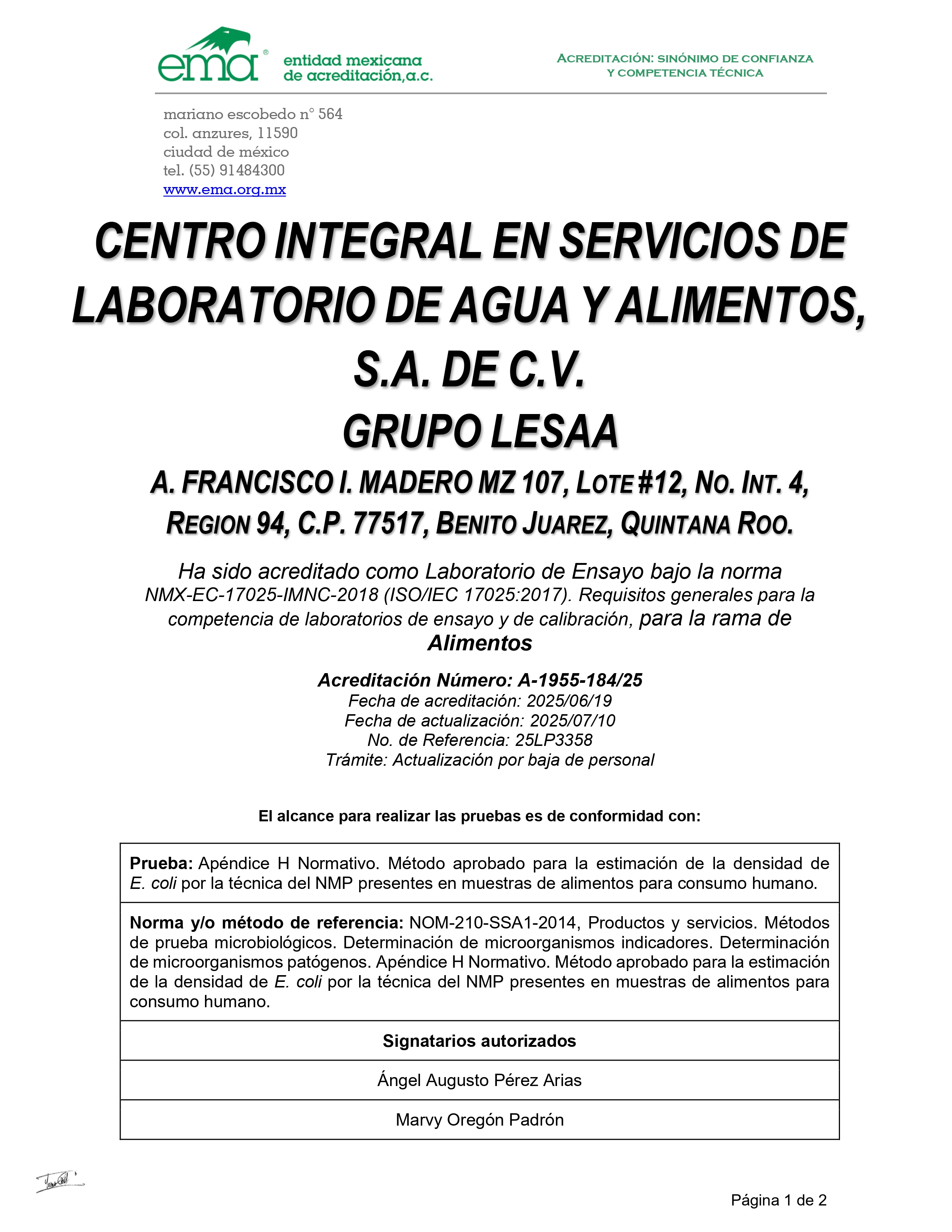 Alcance EMA Alimentos